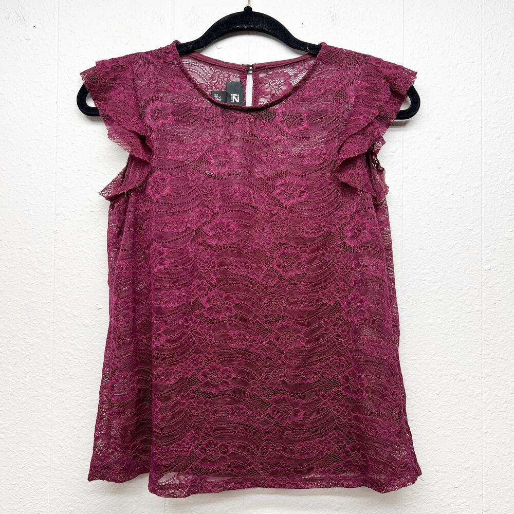 iZ Byer Burgundy Lace Top Womens XS Whimsigoth Fairy Grunge Y2K Dark Romantic